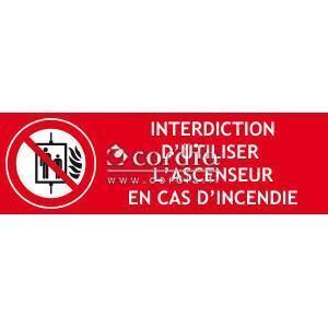 Panneau interdiction ascenceur – 300 x 100 mm