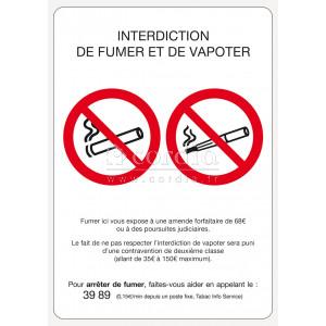 Affiche interdiction de fumer et vapoter – Format A5