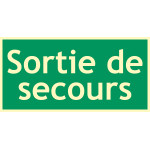 Panneau photoluminescent sortie secours - L.300 x H.150 mm