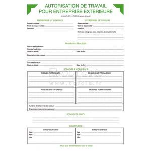 Autorisation de travail ( 50 formulaires en 2 exemplaires )