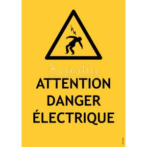 Panneau PVC A4 attention danger électrique