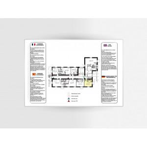 Impression plan d'évacuation sur alu laqué blanc A4