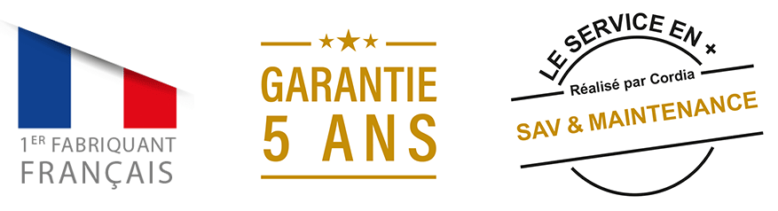 Fabriqué en France, 5 ans de garantie, SAV et maintenance